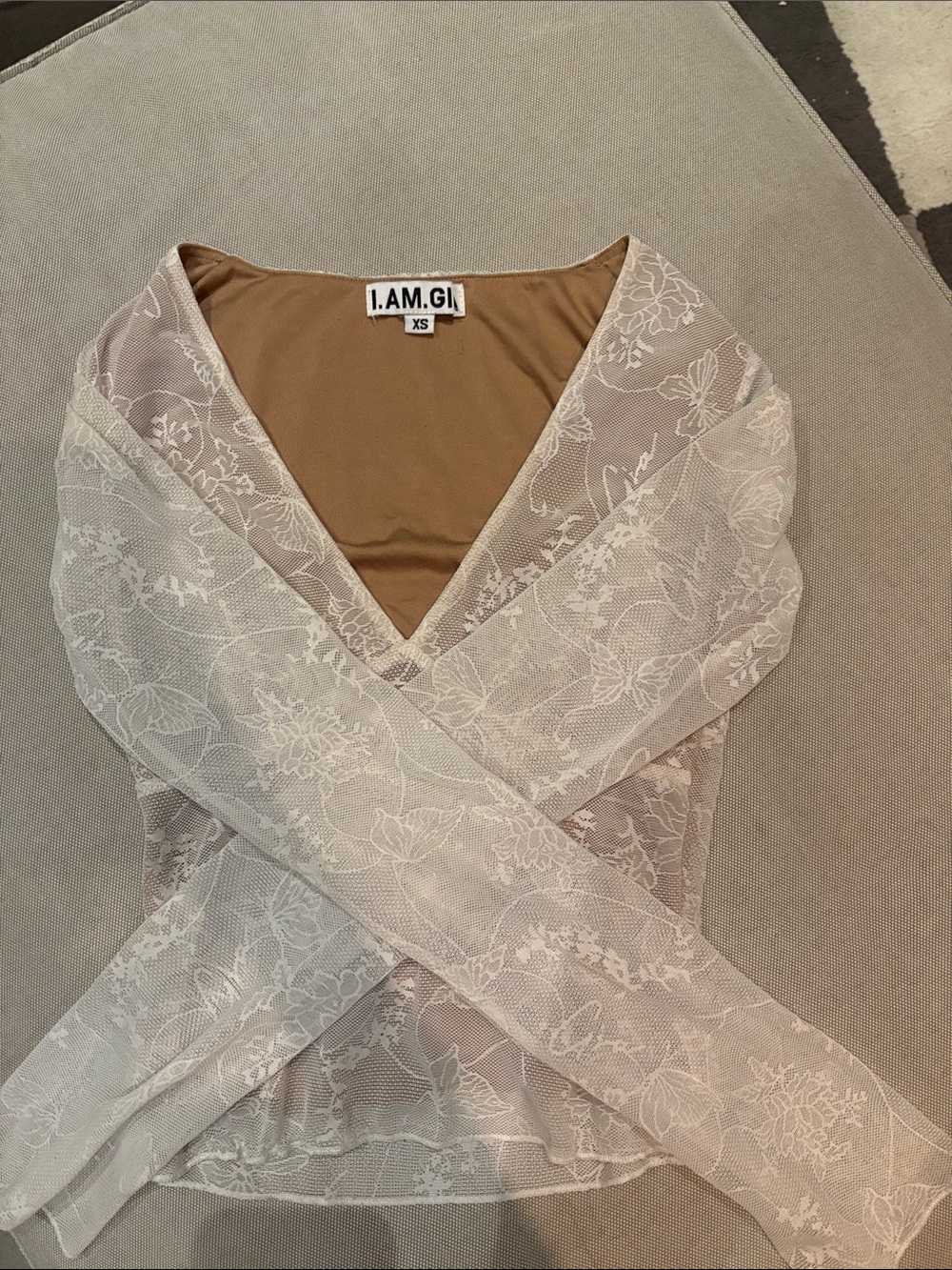 I.AM.GIA long sleeve white lace top size XS